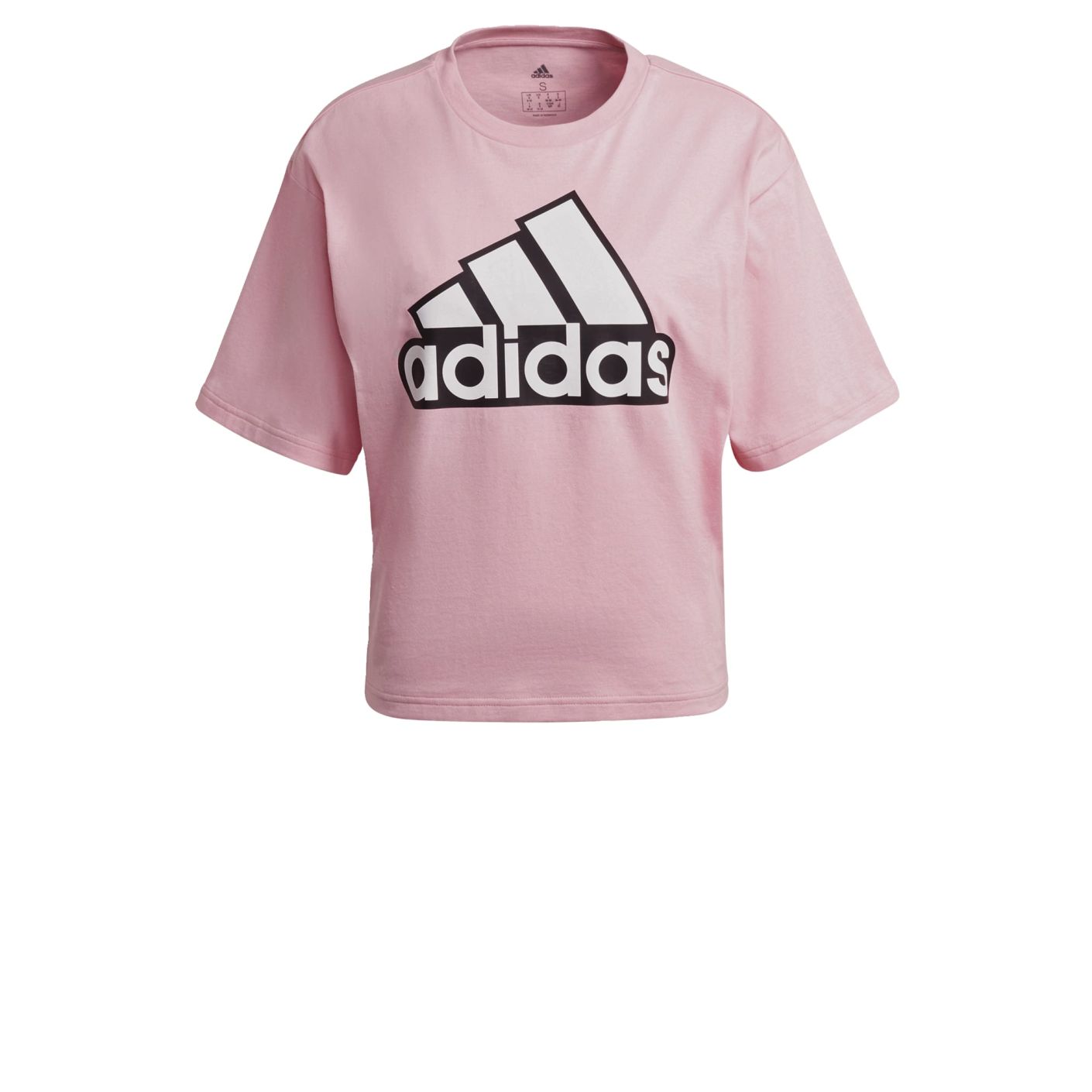 adidas Essentials Logo Boxy T-shirt Dames Roze Wit - Voetbalshop.be