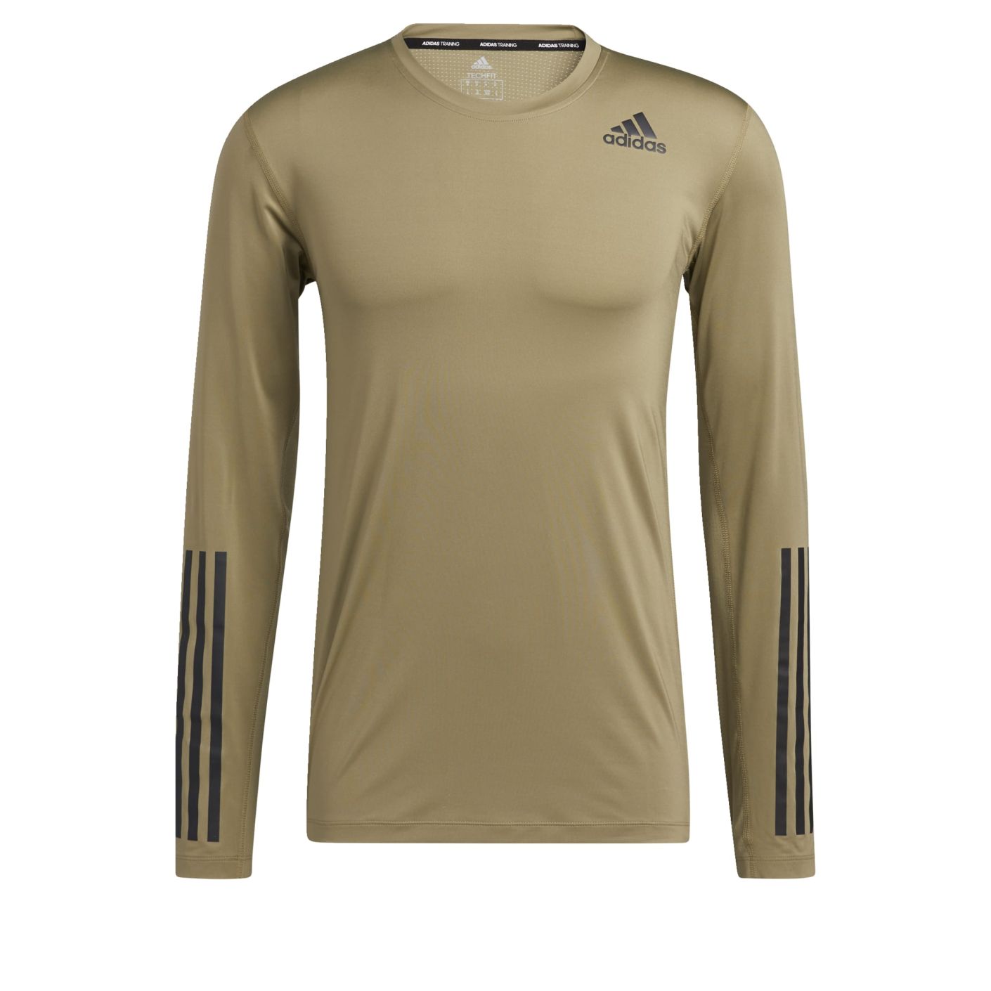 adidas Techfit 3-Stripes Fitted Longsleeve Groen - Voetbalshop.be