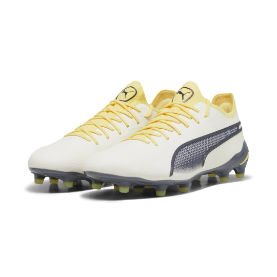 PUMA King Ultimate Gazon Naturel Gazon Artificiel (MG) Blanc Jaune Bleu Foncé Noir