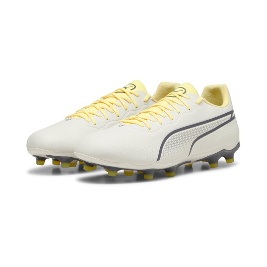 PUMA King Pro Gazon Naturel Gazon Artificiel Chaussures de Foot (MG) Blanc Jaune Bleu Foncé Noir