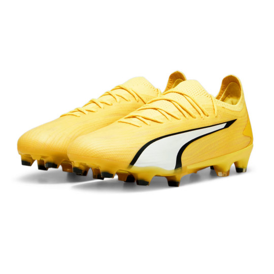 PUMA Ultra Ultimate Gazon Naturel Gazon Artificiel Chaussures de Foot (MG) Jaune Blanc Noir