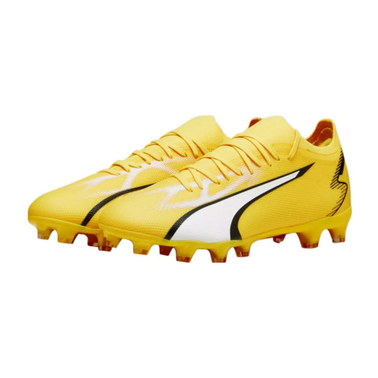 PUMA Ultra Match Gazon Naturel Gazon Artificiel Chaussures de Foot (MG) Jaune Blanc Noir