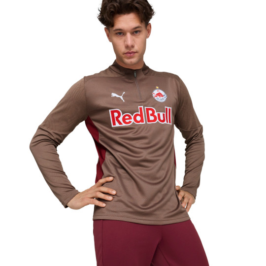 PUMA Red Bull Salzburg Trainingstrui 1/4-Zip 2024-2025 Bruin Rood Wit