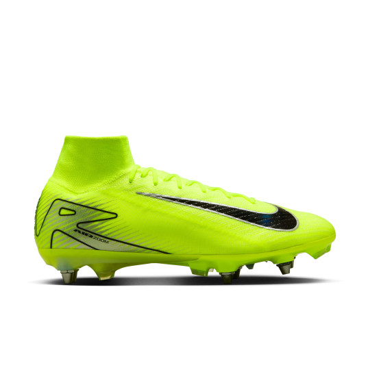 Nike Zoom Mercurial Superfly 10 Elite Crampons Vissés Chaussures de Foot (SG) Néon Jaune Noir Argenté