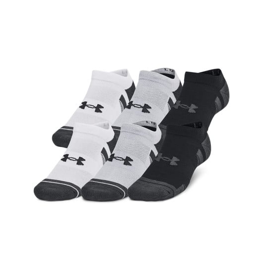 Under Armour Performance Tech No Show Chaussettes de Sport 6-Pack Blanc Gris Noir