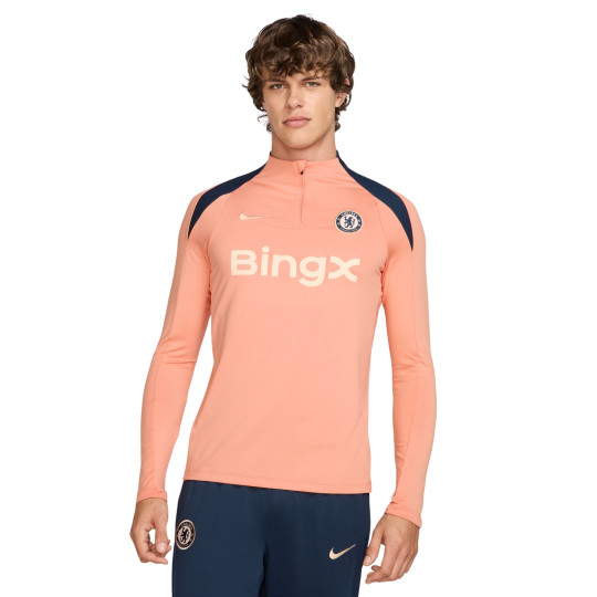 Nike Chelsea Strike Haut d'Entraînement 1/4-Zip 2024-2025 Rose Clair Bleu Foncé Doré