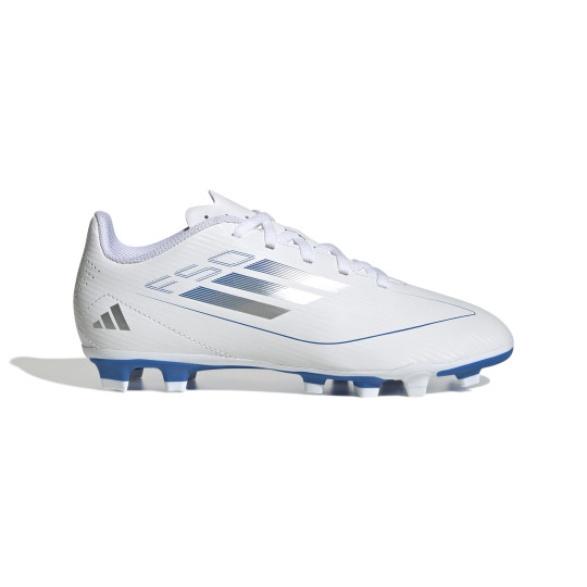adidas F50 Club Gras / Kunstgras Voetbalschoenen (MG) Kids Wit Blauw Zilver