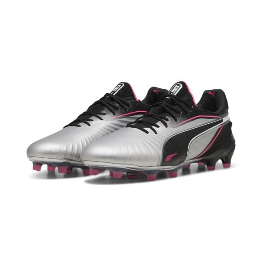 PUMA King Ultimate Gras / Kunstgras Voetbalschoenen (MG) Zilver Zwart Roze