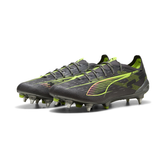 PUMA Ultra 5 Ultimate IJzeren-Nop Voetbalschoenen (SG) Donkergrijs Geel Roze