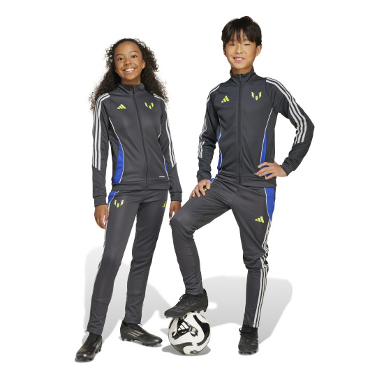 adidas Messi Trainingspak Full-Zip Kids Donkergrijs Neongeel Blauw