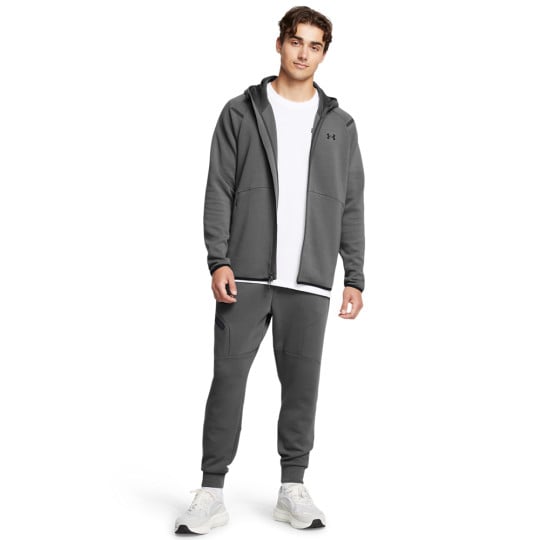 Under Armour Unstoppable Fleece Joggingpak Hooded Full-Zip Donkergrijs Zwart