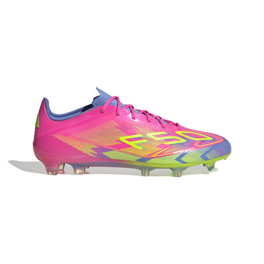 adidas F50 Elite Gras Voetbalschoenen (FG) Roze Neongeel Blauw
