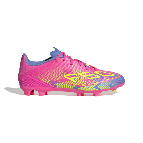 adidas F50 League Gras / Kunstgras Voetbalschoenen (MG) Roze Neongeel Blauw