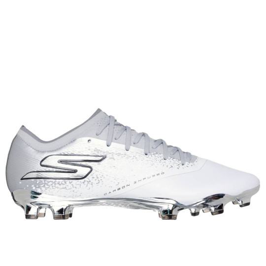 Skechers Razor 1.5 Elite Gazon Naturel Chaussures de Foot (FG) Blanc Argenté Noir