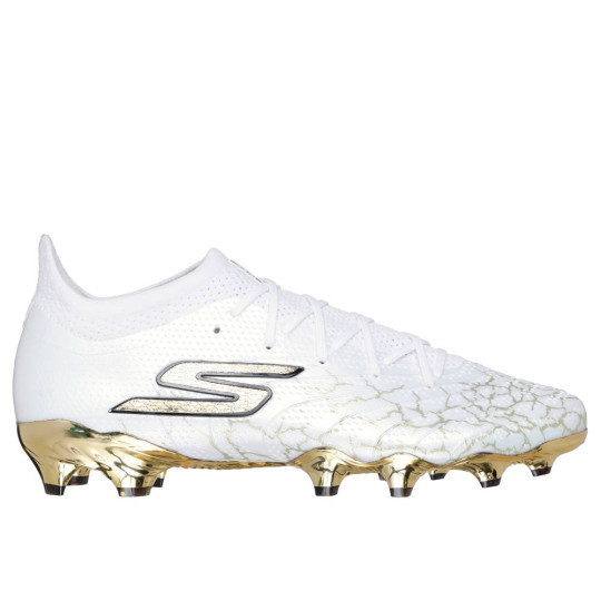 Skechers SKX_1.5 Elite Gazon Naturel Chaussures de Foot (FG) Blanc Doré Noir