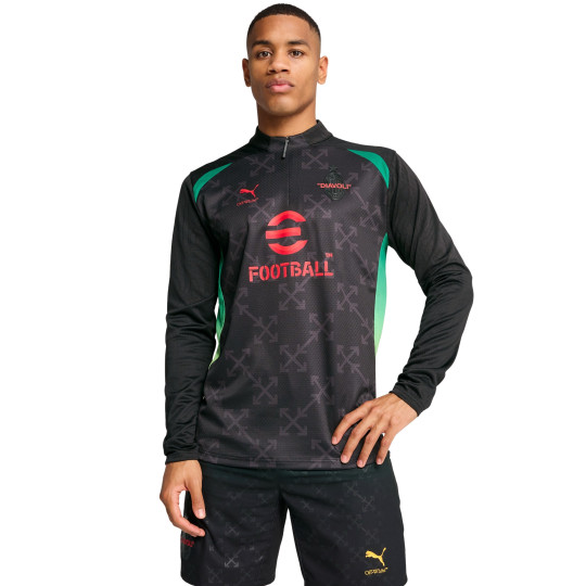 PUMA AC Milan X Off-White Pre-Match Haut d'Entraînement 1/4-Zip 2024-2025 Noir Rouge