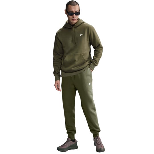 Nike Sportswear Club Fleece Joggingpak Hooded Olijfgroen Wit
