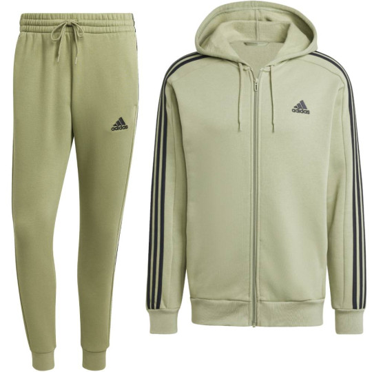 adidas Essentials Fleece Survêtement de Jogging Full-Zip Vert Olive Noir