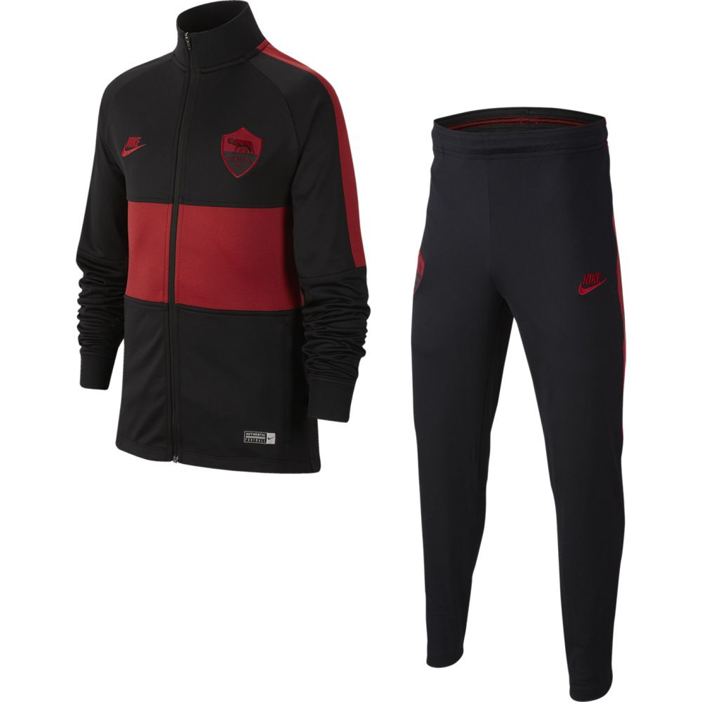 Nike AS Roma Dry Strike Trainingspak 2019-2020 Kids Zwart Rood