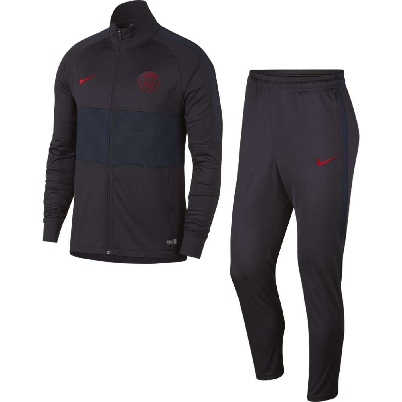 nek Dominant Glimlach Nike Paris Saint Germain Dry Strike Trainingspak 2019-2020 Grijs  Donkerblauw - Voetbalshop.be
