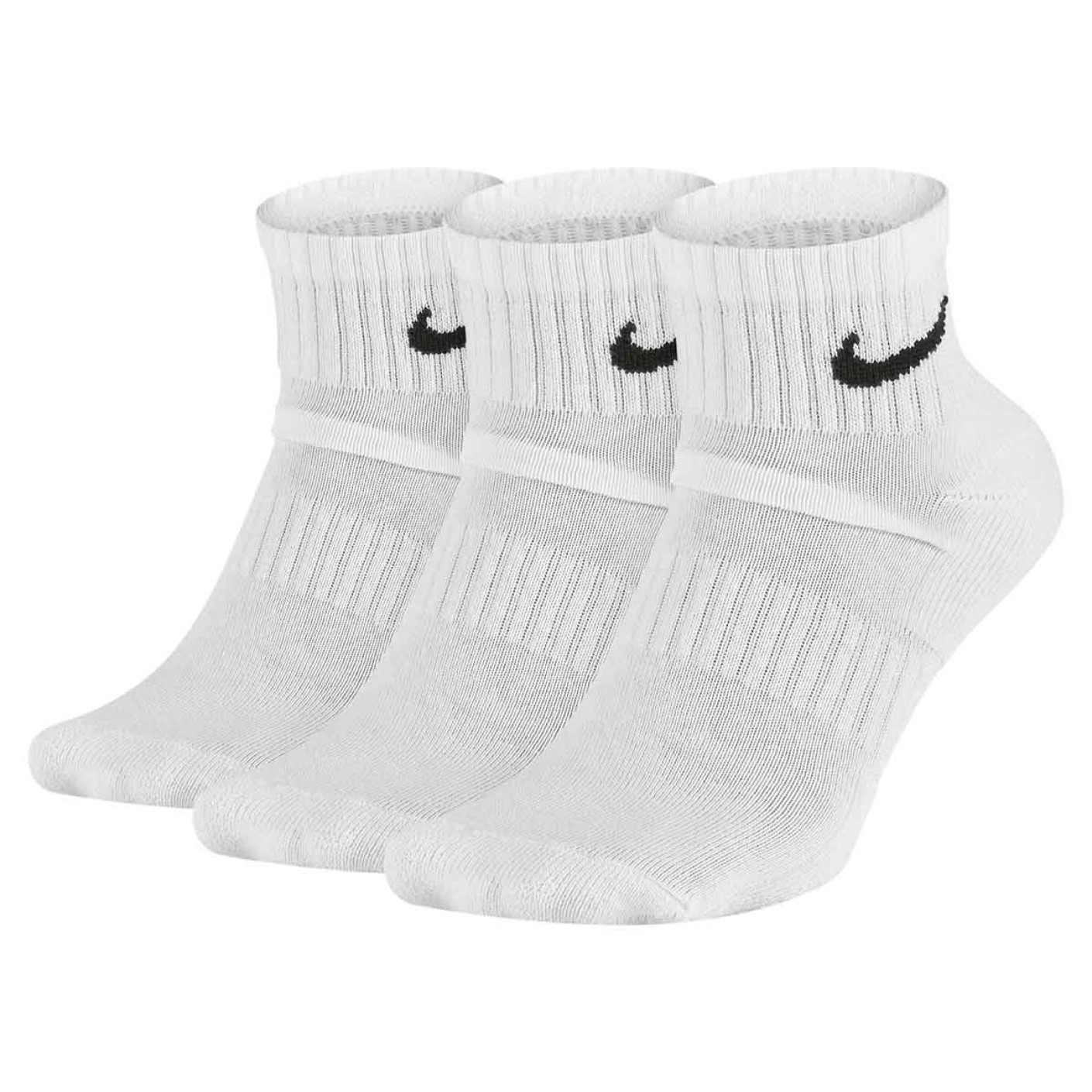 Lot de 3 chaussettes de sport rembourrées Nike Everyday de taille moyenne, blanches