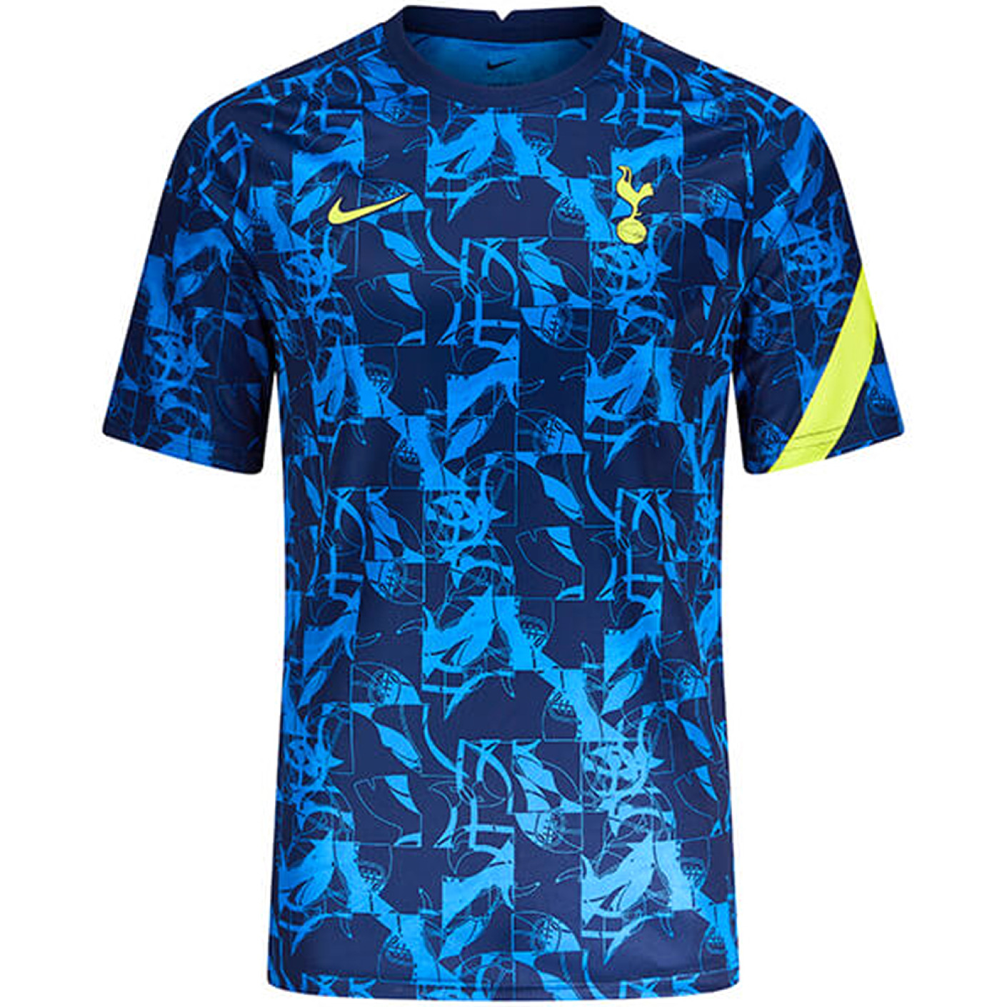 Nike Tottenham Hotspur Trainingsshirt Pre-Match 2021-2022 Donkerblauw Blauw Geel