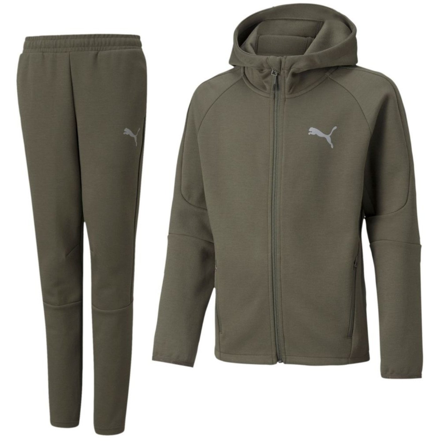 PUMA Evostripe Trainingspak Full-Zip Kids Donkergroen