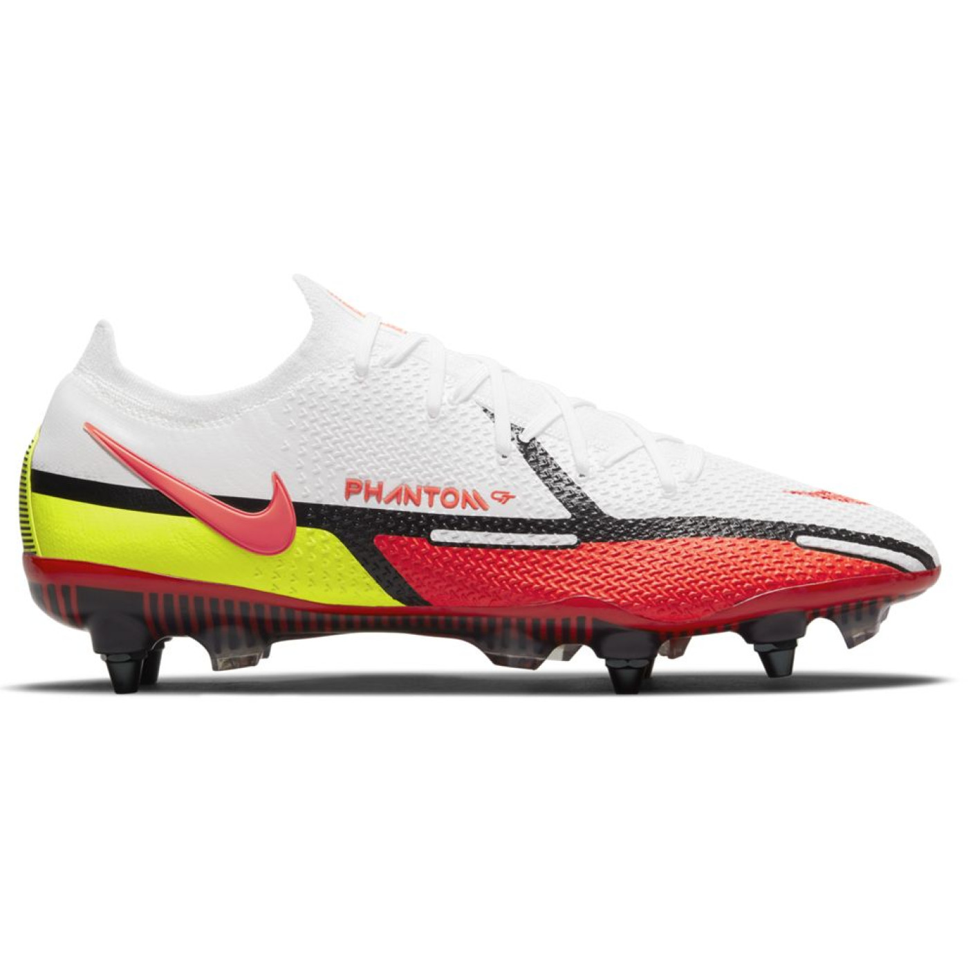 Nike Phantom GT 2 Elite Crampons Visses Chaussures de Foot SG Anti Clog Blanc Rouge Jaune Voetbalshop.be