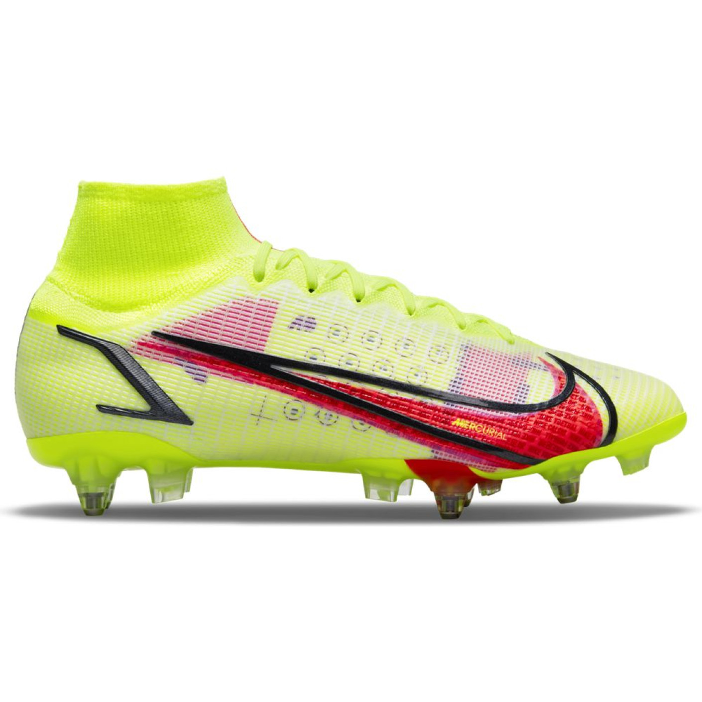 Nike Mercurial Superfly 8 Elite Crampons Vissés Chaussures de Foot (SG) Anti-Clog Jaune Rouge Noir