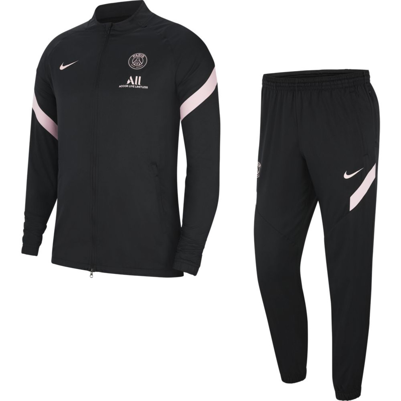 Nike Paris Saint Germain Strike Trainingspak 2021-2022 Kids Zwart Roze