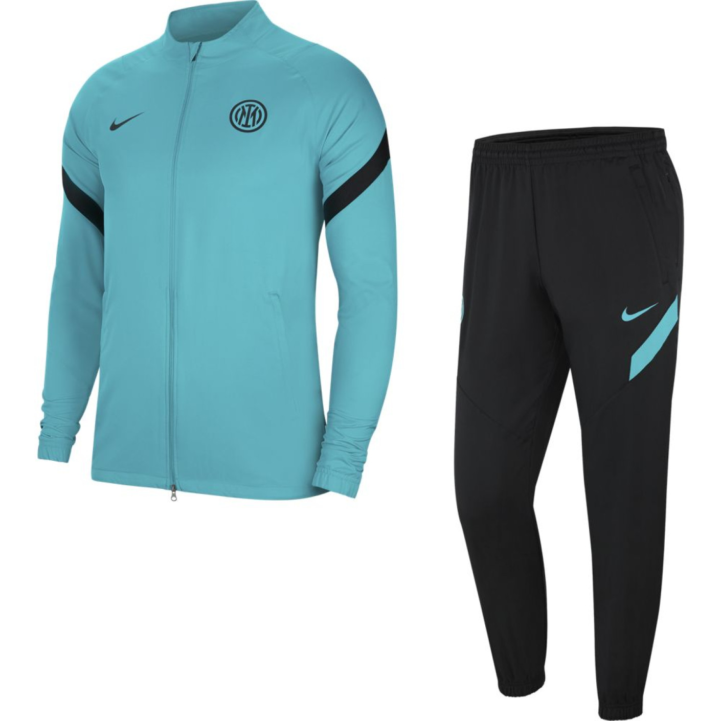Nike Inter Milan Strike Trainingspak 2021 2022 Turquoise Zwart Voetbalshop.be