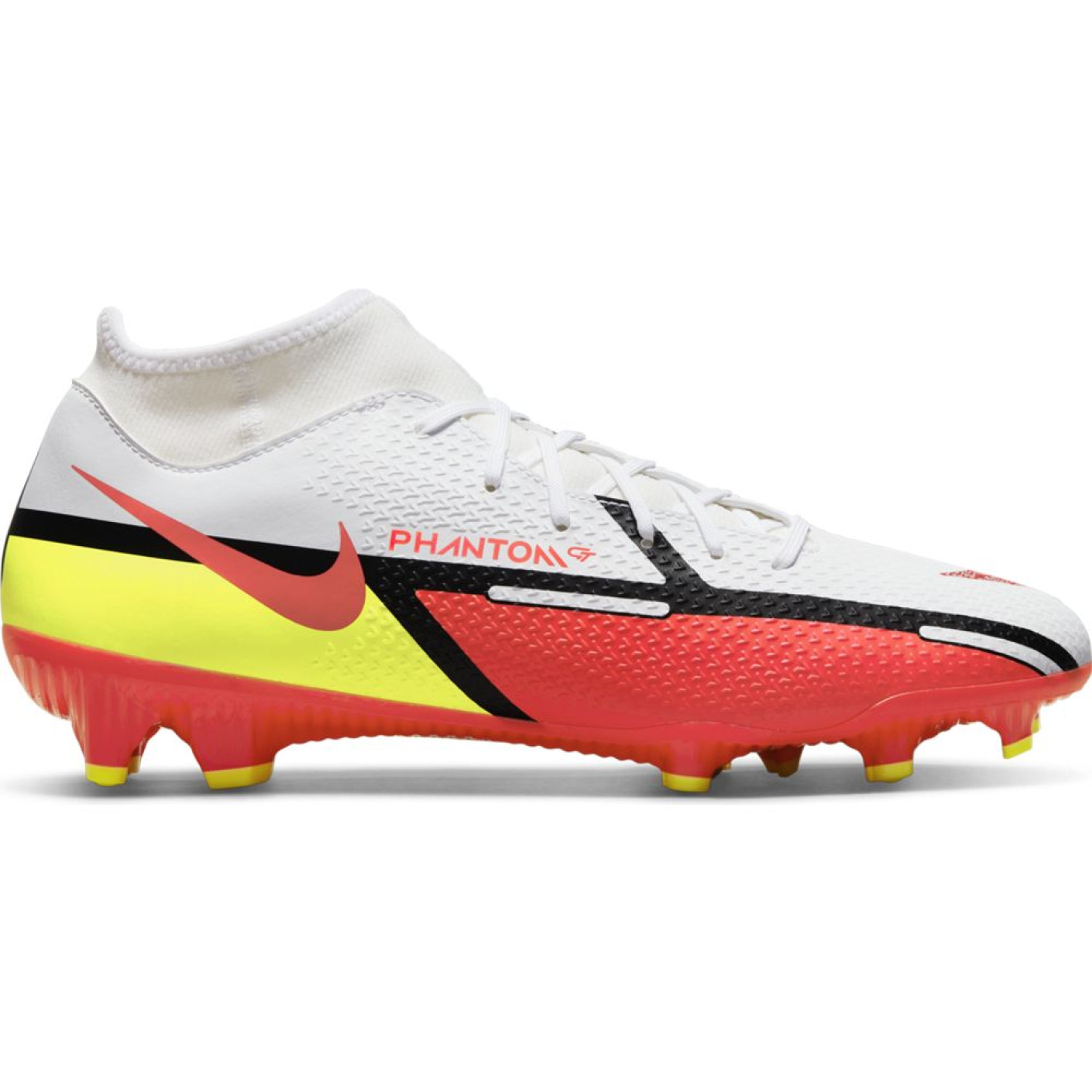 Nike Phantom GT 2 Academy DF Gras / Kunstgras Voetbalschoenen (MG) Wit Rood Geel