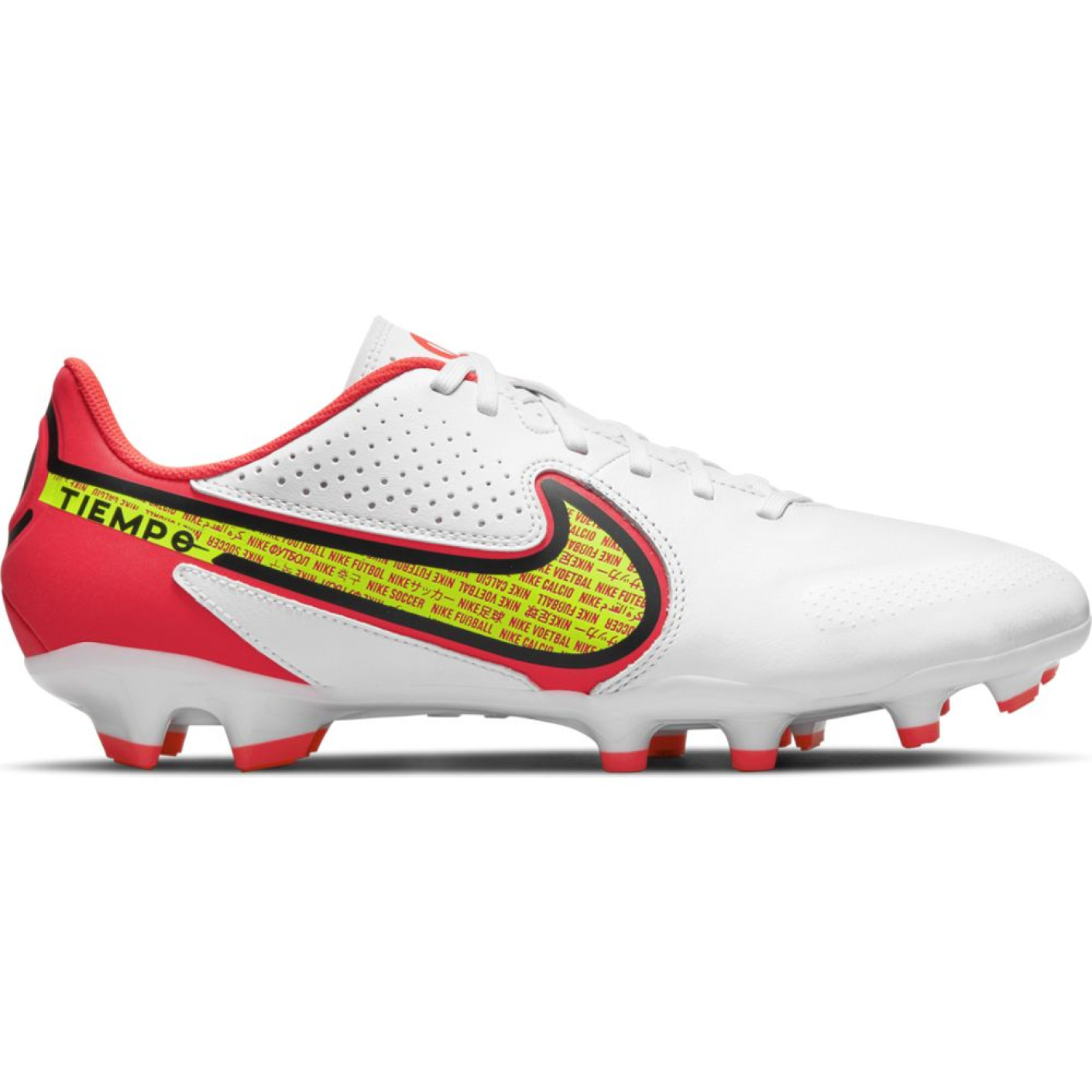 Nike Tiempo Legend 9 Academy Gras / Kunstgras Voetbalschoenen (MG) Wit Geel Rood