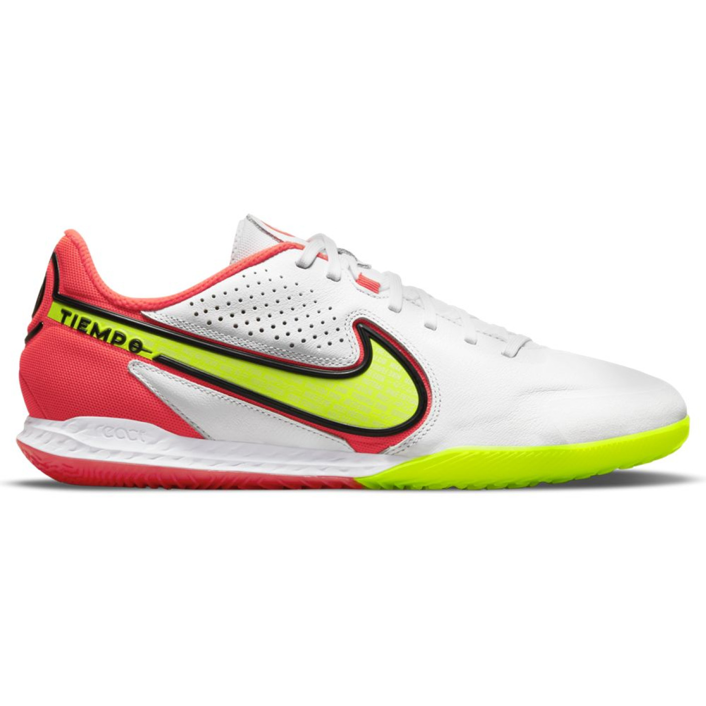 Nike Tiempo Legend 9 Pro React Zaalvoetbalschoenen (IC) Wit Geel Rood