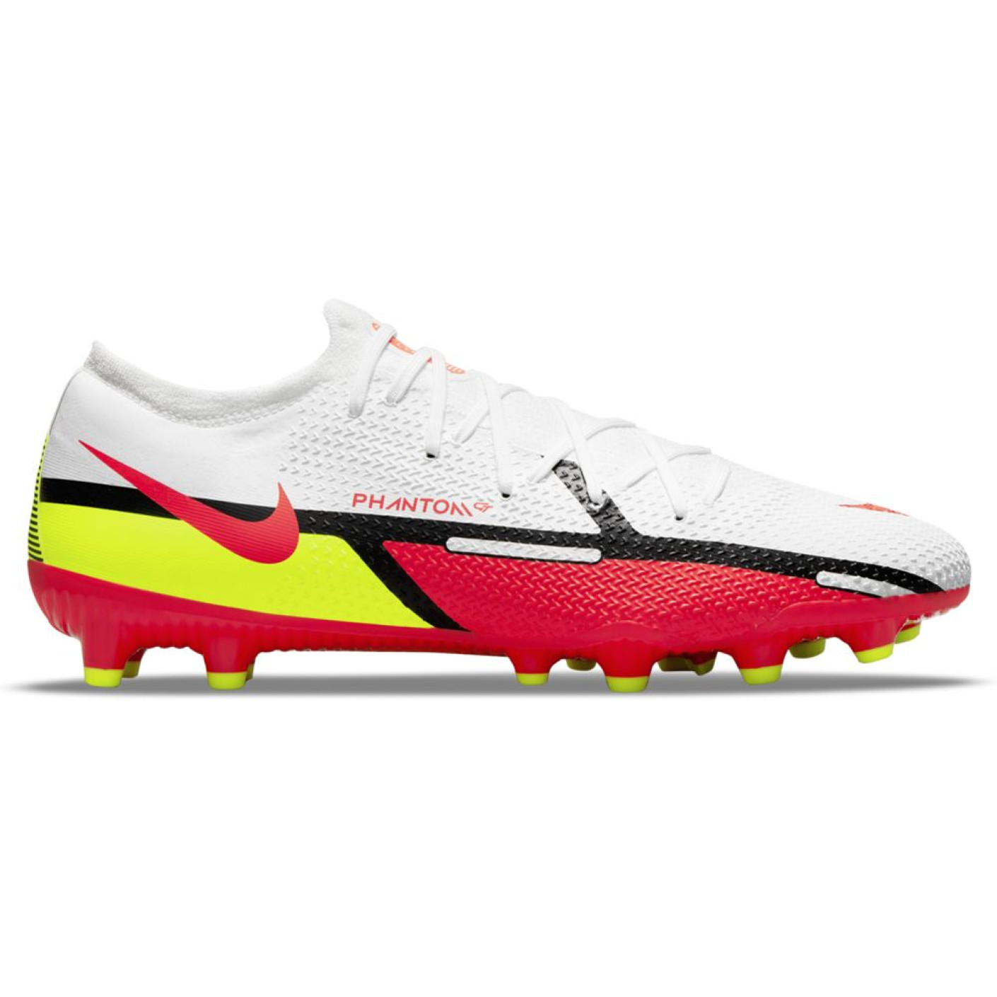 Nike Phantom GT 2 Pro Terrain Artificiel Chaussures de Foot (AG) Blanc Rouge Jaune