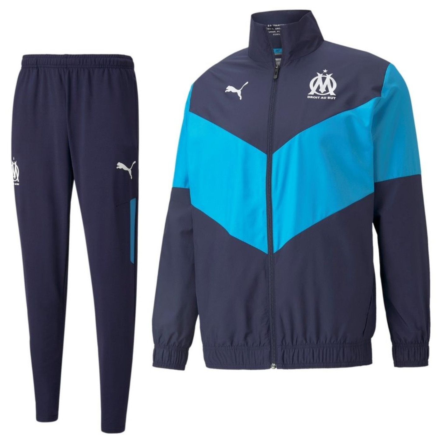 PUMA Olympique Marseille Pre Match Trainingspak 2021-2022 Donkerblauw