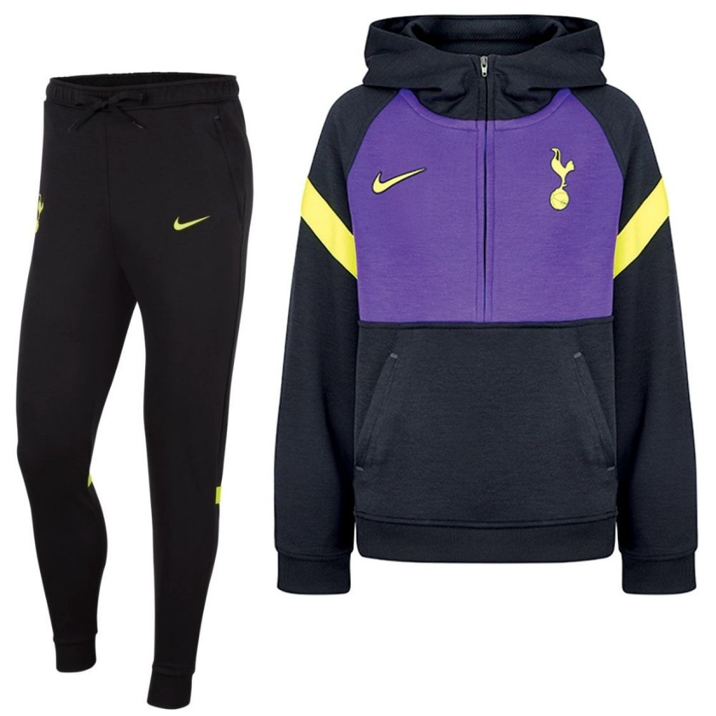 Nike Tottenham Hotspur Travel Fleece Survetement 2021 2022 Enfants Noir Violet Vert vif Voetbalshop.be