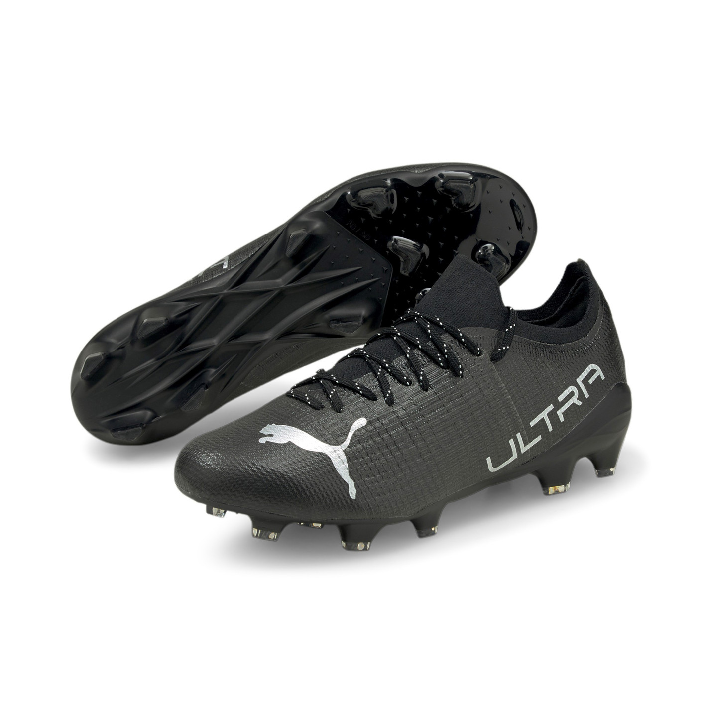 PUMA Ultra 2.3 Gazon Naturel Gazon Artificiel Chaussures de Foot (MG) Noir Argent Gris Foncé