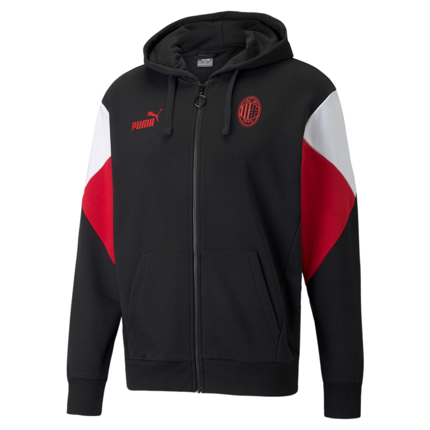 PUMA AC Milan FtblCulture Full Zip Sweat à Capuche Hoodie 2021-2022 Noir Rouge