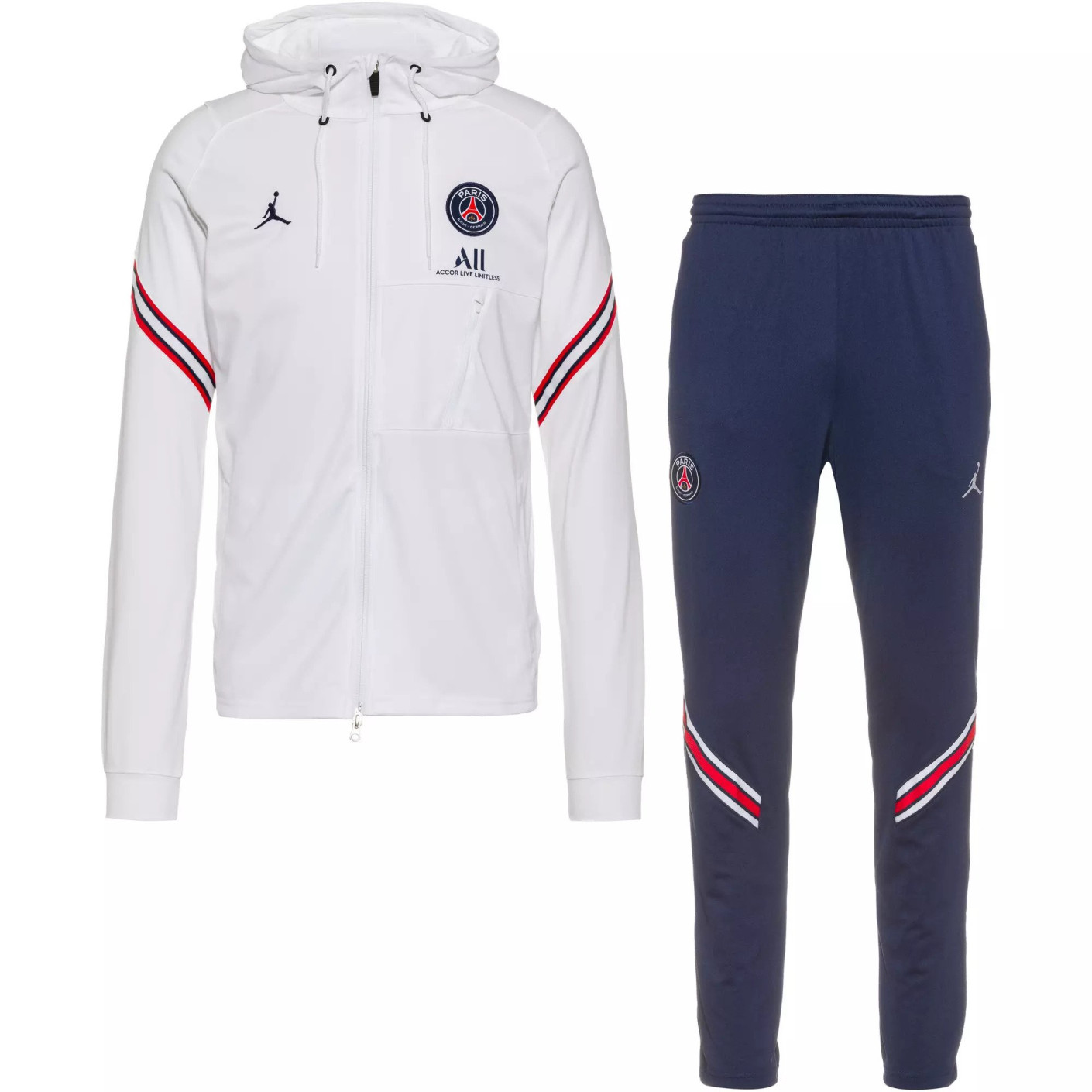 Nike Paris Saint Germain Strike Sweat à Capuche Survêtement 2021-2022 Blanc Bleu Foncé