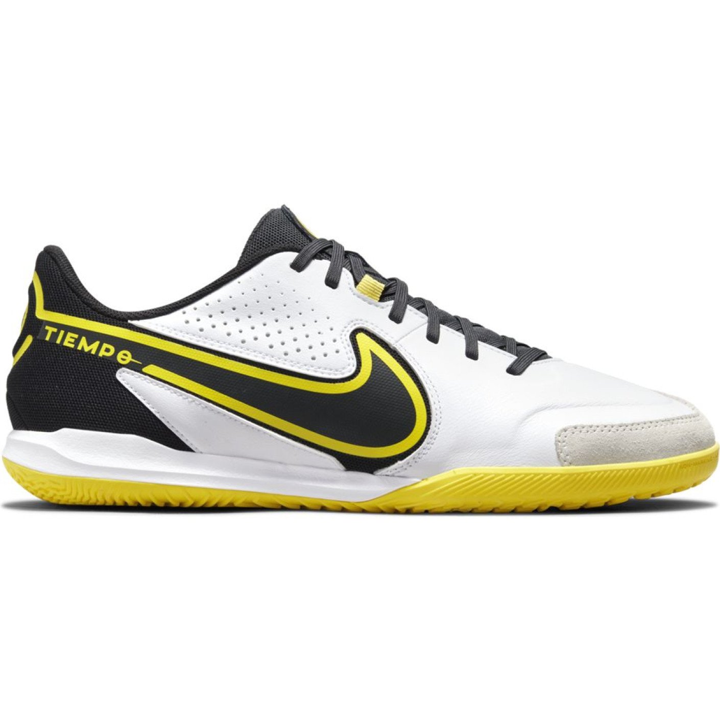 Nike Tiempo Legend 9 Academy Indoor Football Bottes (IC) Blanc Gris Foncé Noir Jaune