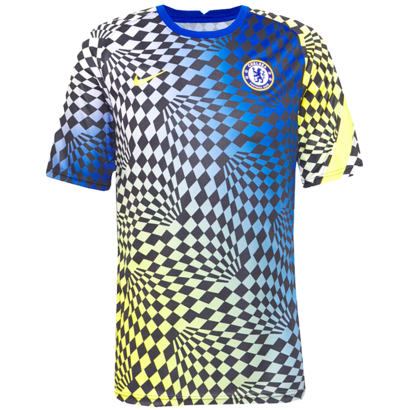 Nike Chelsea Pre-Match Trainingsshirt 2021-2022 Blauw Geel
