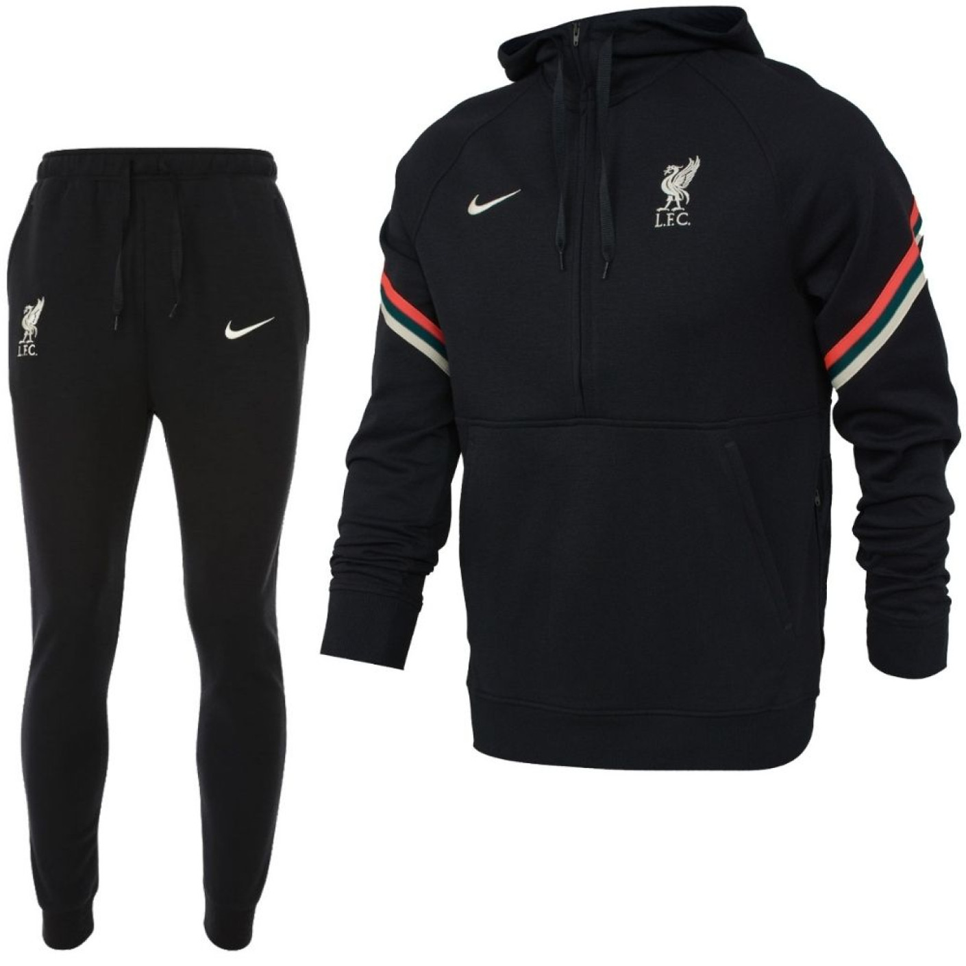 Nike Liverpool Travel Fleece Trainingspak 2021-2022 Zwart Rood