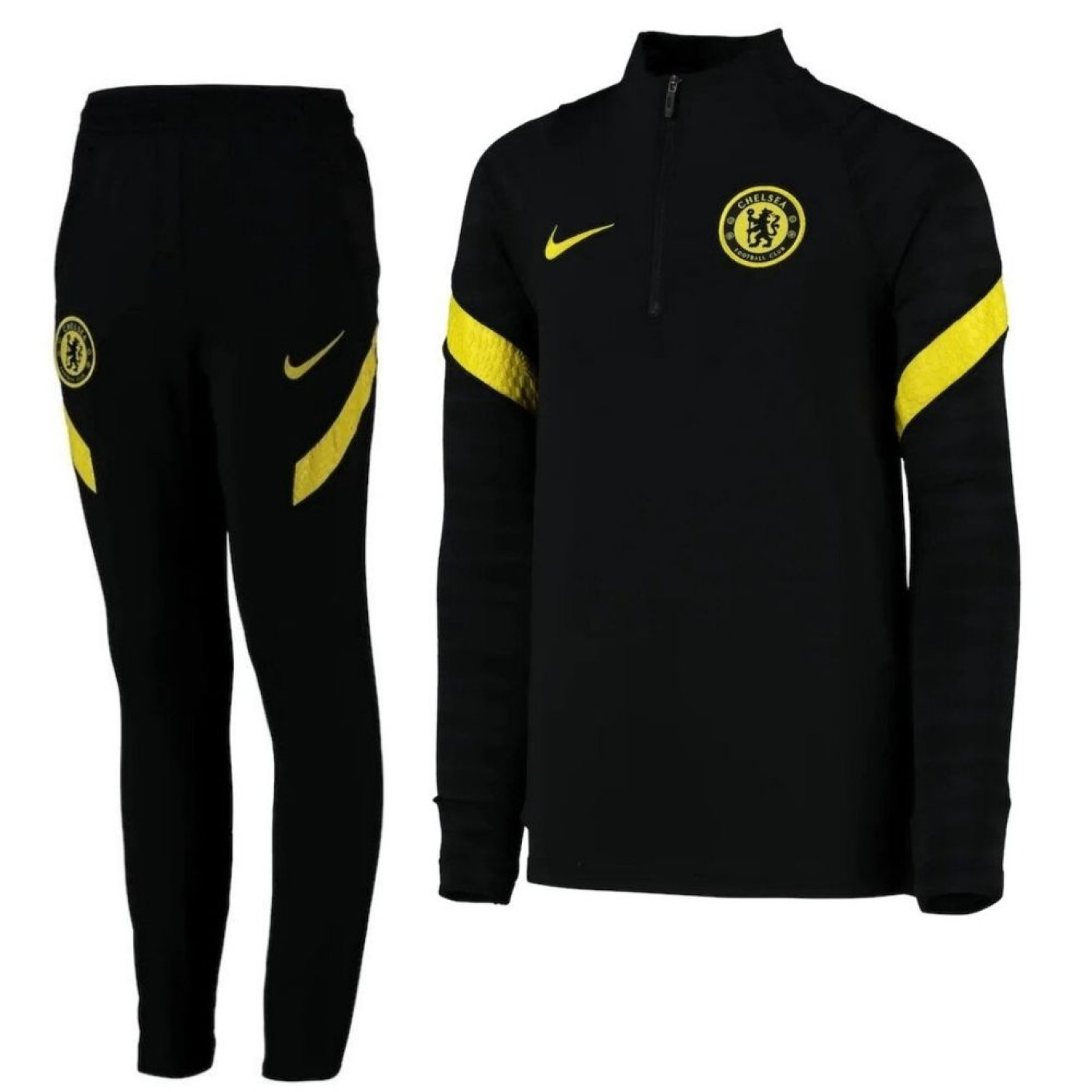 Nike Chelsea Strike Drill Trainingspak 2021-2022 Kids Zwart Geel