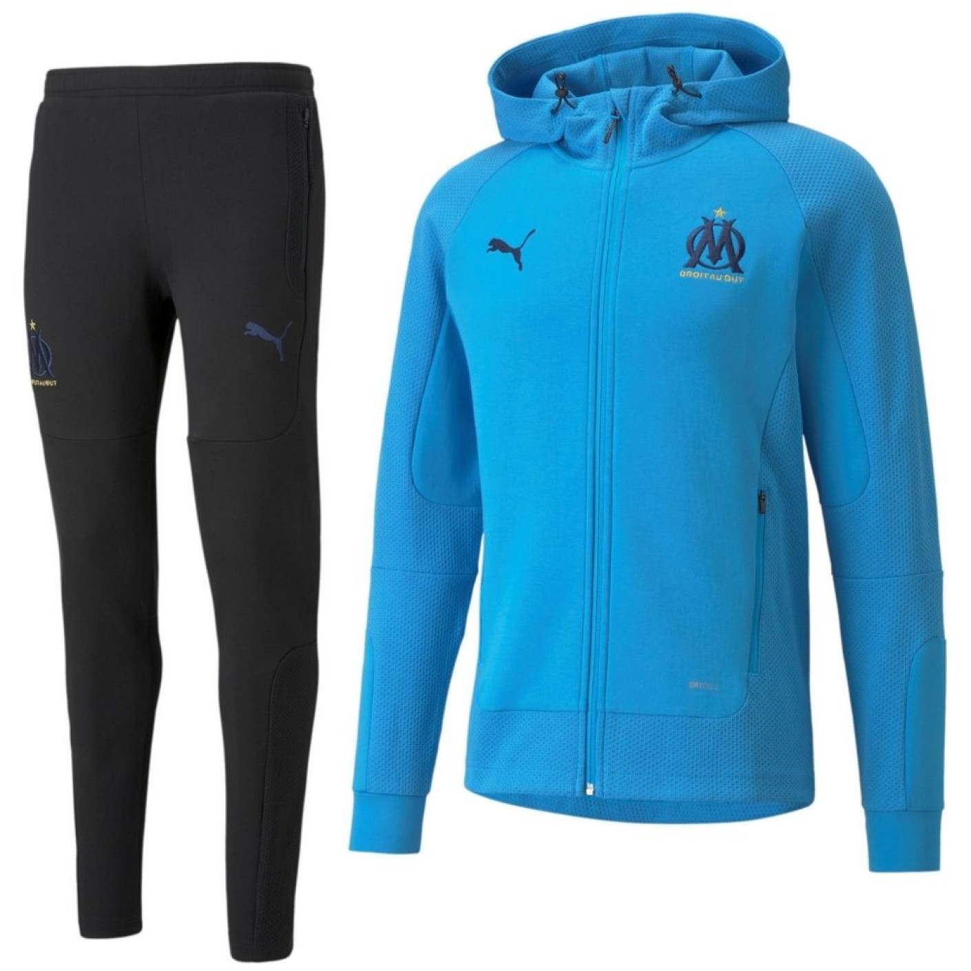 PUMA Olympique Marseille Casuals Sweat Survetement 2021 2022 Noir Bleu Voetbalshop.be