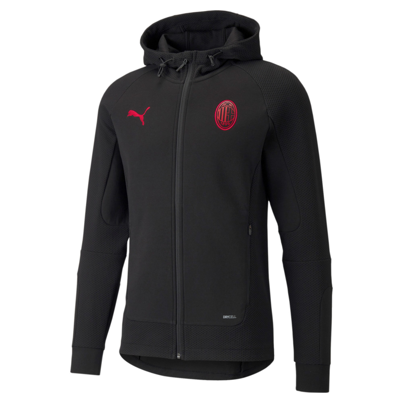 PUMA AC Milan Casuals Hoodie Full Zip 2021-2022 Zwart Rood