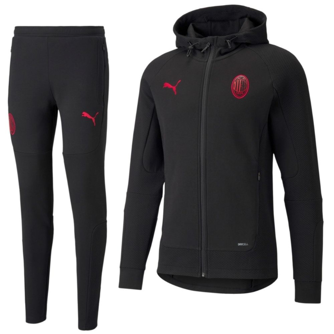 PUMA AC Milan Casuals Sweat Trainingspak 2021-2022 Zwart Rood