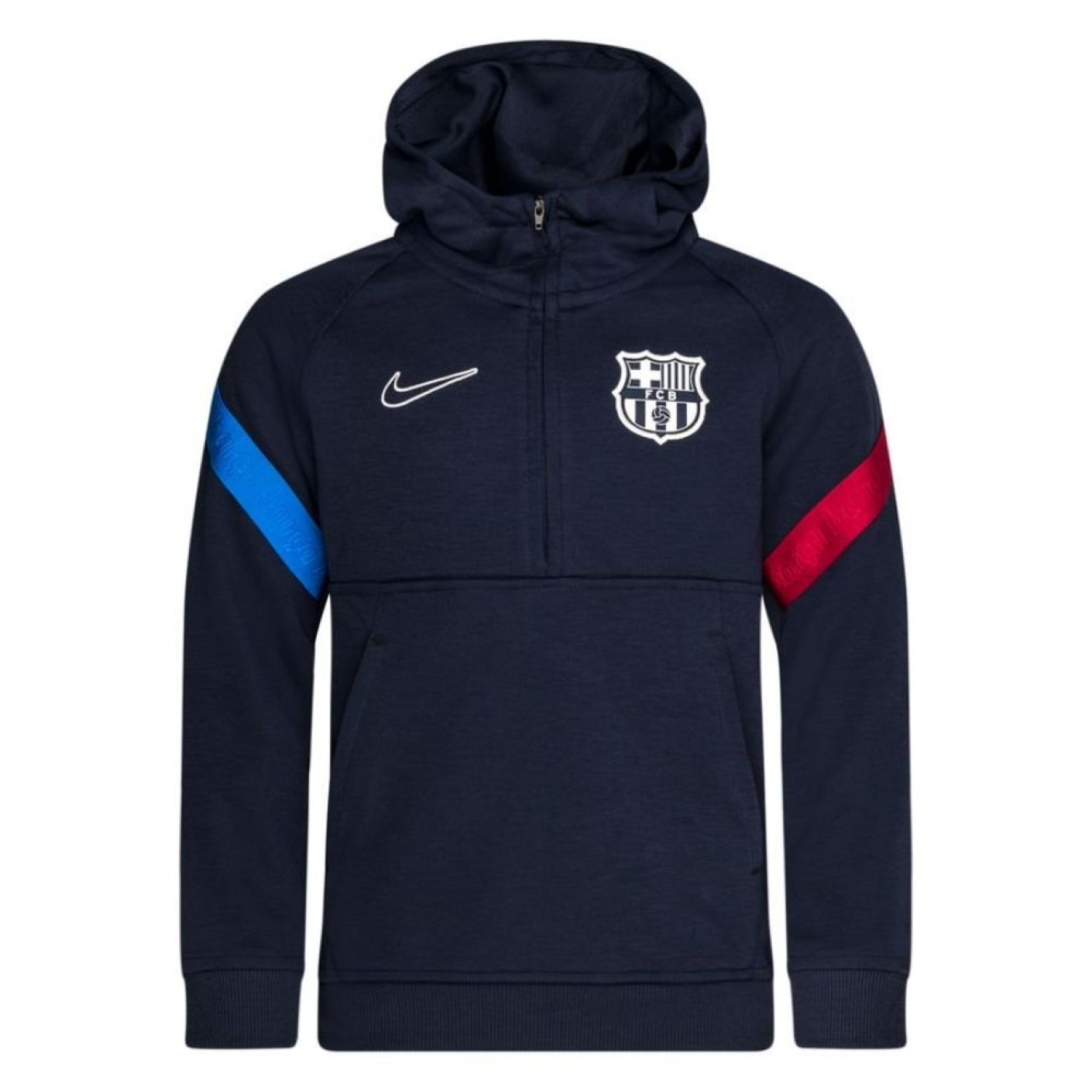 Nike FC Barcelone Fleece Sweat à Capuche Hoodie Demi-Zip 2021-2022 Enfants Bleu Foncé Rouge Gris