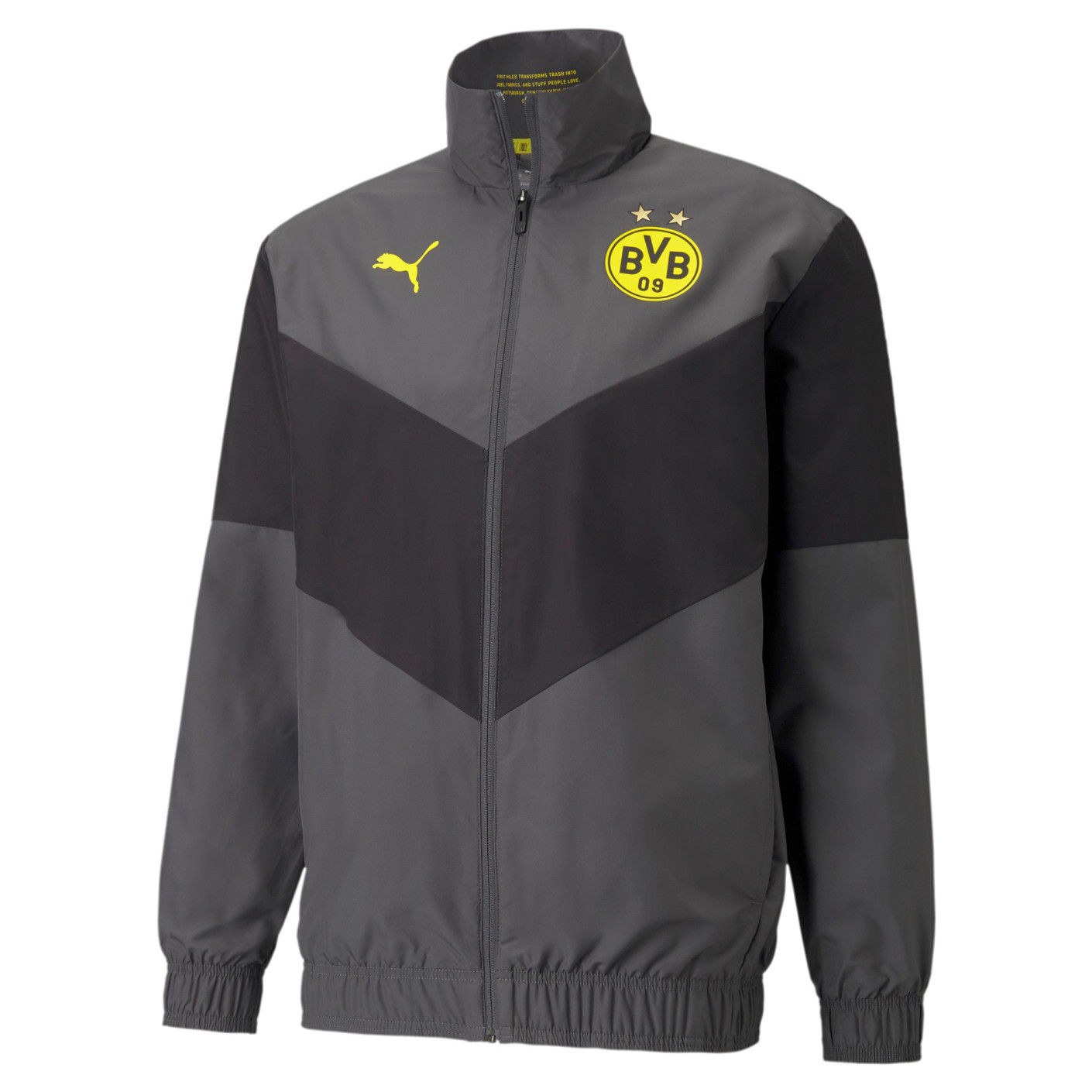 Veste d'entraînement Puma Borussia Dortmund Pré Match 2021-2022 Gris foncé