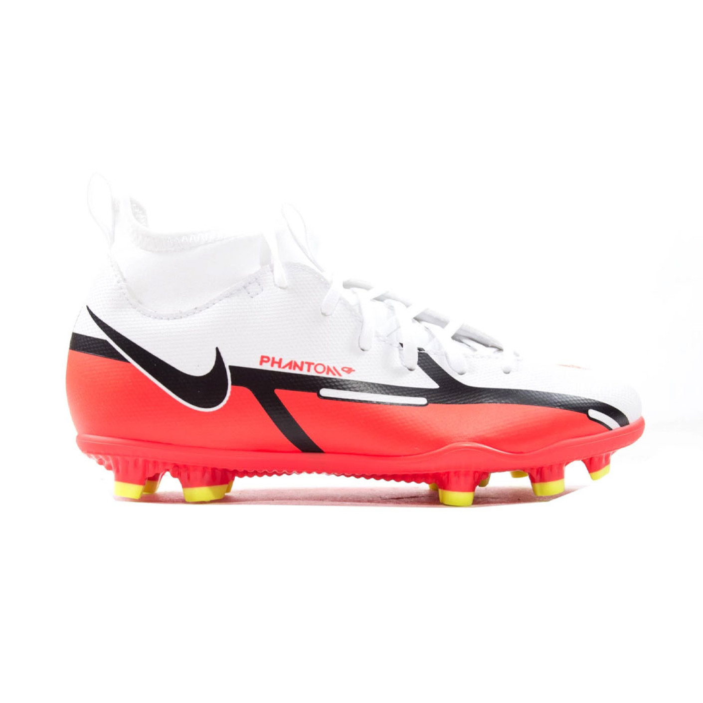 Nike Phantom GT 2 Club DF Gras / Kunstgras Voetbalschoenen (MG) Kids Wit Rood Geel